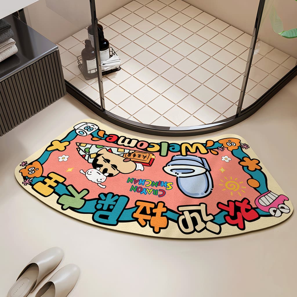 Bonito dos desenhos animados Diatom lama banheiro tapete de banho absorção de água Anti-deslizamento curvo entrada estei