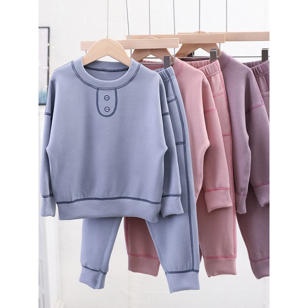 Mipink mipink Guoguo Nuanba Conjunto de roupa íntima térmica infantil de alto peso, lã Nuan quente, meninos, meninas, ca