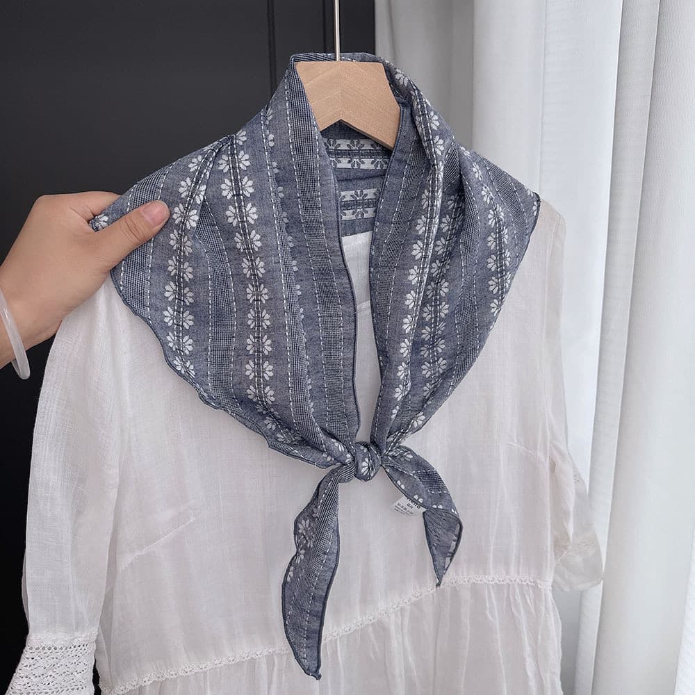 Novo estilo lenço de linho de algodão All-Match primavera outono pescoço proteção lenço decorativo moda Retro pequeno ca