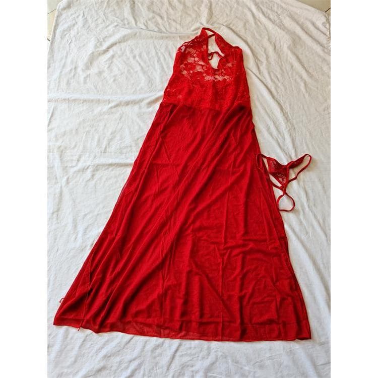 D15-03 feminino grande vermelho pijamas camisola casamento Benming ano terno de casamento um conjunto renda estilo longo
