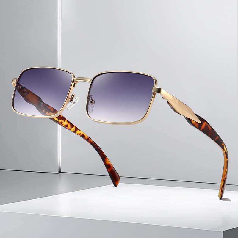 Óculos de sol europeu americano Retro quadrado quadro moda masculina óculos de sol de Metal