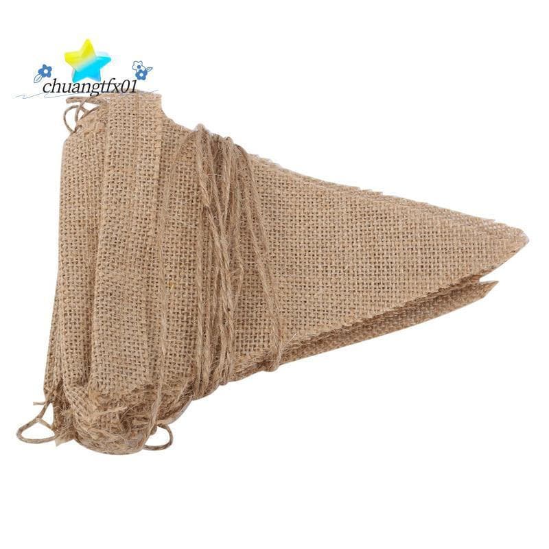 [Promover C] 3.7M Rústico Juta Hessian Serapilheira Renda Bunting Shabby Chic Banner De Casamento