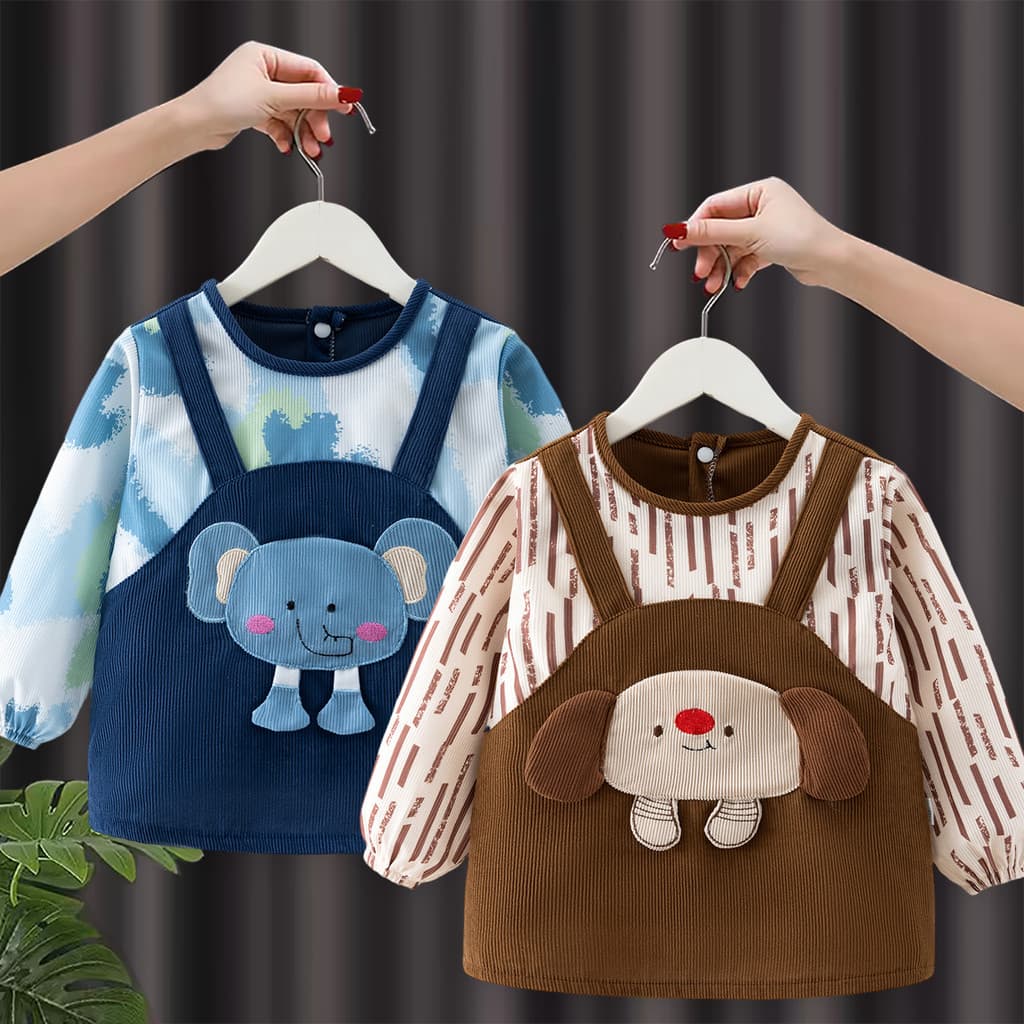 Crianças macacão outono inverno de manga comprida jardim de infância feminino bebê comer babador exterior usar roupas de