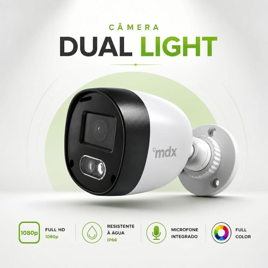 Câmera Bullet MDX Full Color com Microfone 2MP Full HD Visão Noturna Colorida