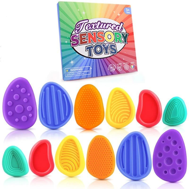 6PCS Brinquedos Sensoriais para Alívio de Estresse Infantil Textura de Pedra Macia Adequados para Autismo, TDAH, Adolesc