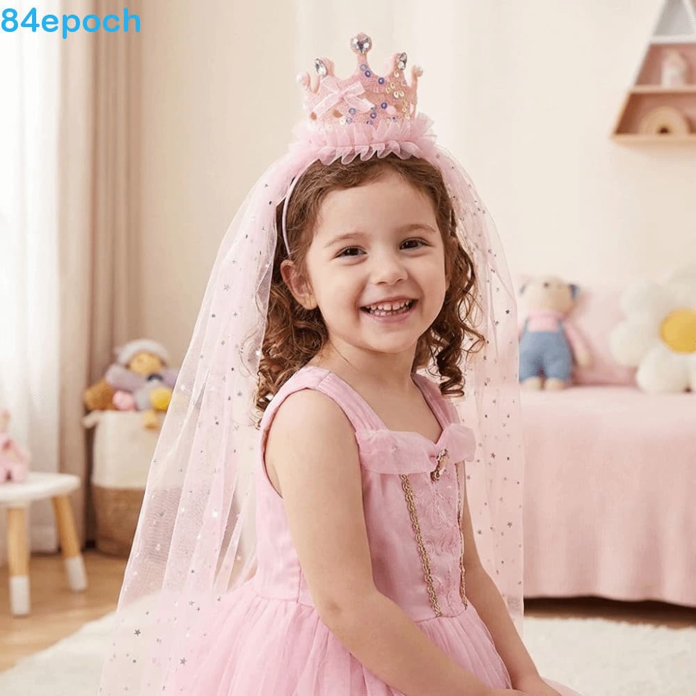 Véu De Coroa De Princesa BREPOCH , Tiaras De Tule Brilhantes E Fofas , Acessórios De Cabelo Decorados Com Lantejoulas
