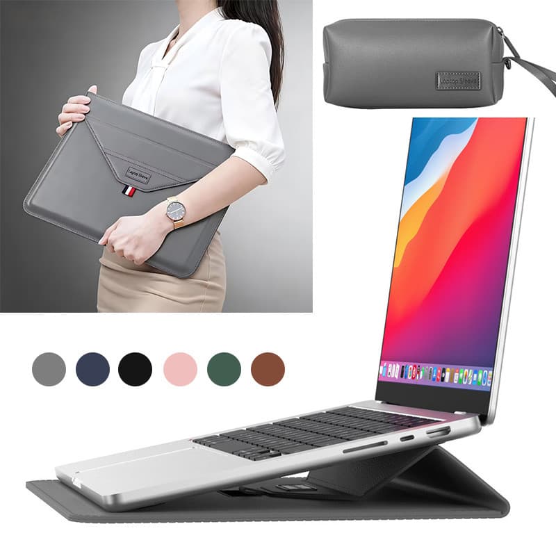 Mochila para notebook de alta qualidade, couro, 13 a 16 polegadas, com suporte e bolsa para carregador