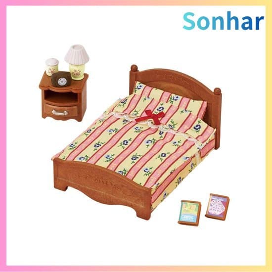 Móveis Sylvanian Families [Cama de Casal] KA-512 Certificado ST Mark Idade recomendada: 3+ Brinquedo Casa de Bonecas Sy