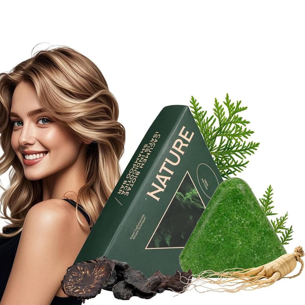 Barra de shampoo NatureTriangle, barra de shampoo verde NatureSeven, barra de shampoo UanGrasshampoo, acalma e fortal