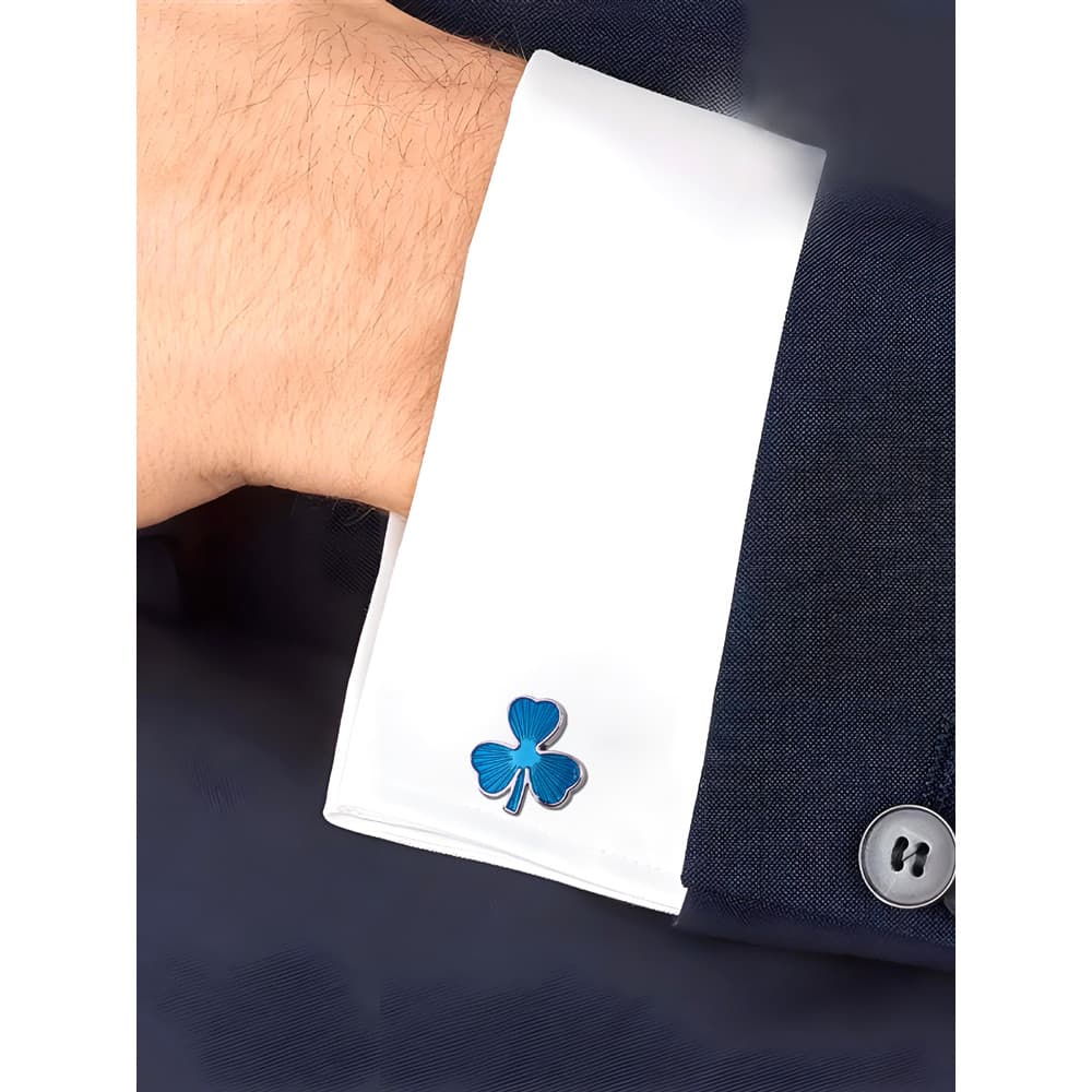 Trevo azul camisa francesa abotoaduras abotoaduras homens de negócios manguito unhas camisa botões botões botões de punh