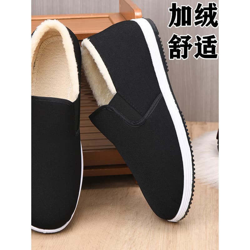 Sapatos de pano de sola macia de um Pedal sapatos de pano preto sapatos de algodão masculino de cano baixo folha militar