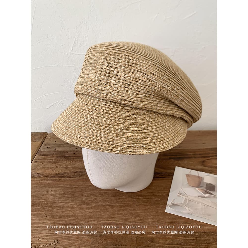 Chapéu de palha tecido coreano Blogger febre mesmo estilo nicho feminino Design elegante verão elegante guarda-sol chapé