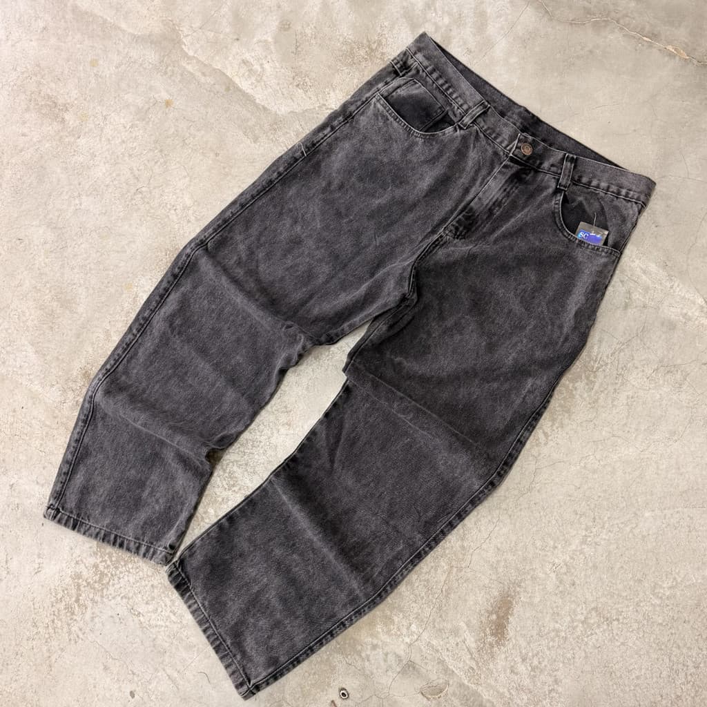 Calça Jeans Masculina Balão Baggy Streetwear Preta Estonada