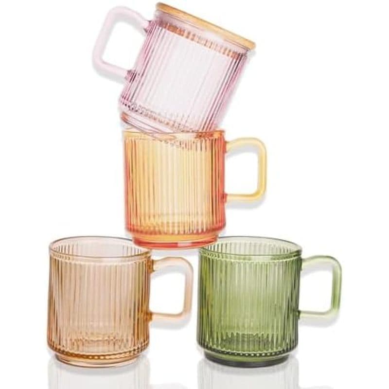 Tão Suco , Café Com Leite , Fofo , Caneca De Alça Canelada Para Presente De Chá , Gelado De 12 Onças Vidro Beber (Colori