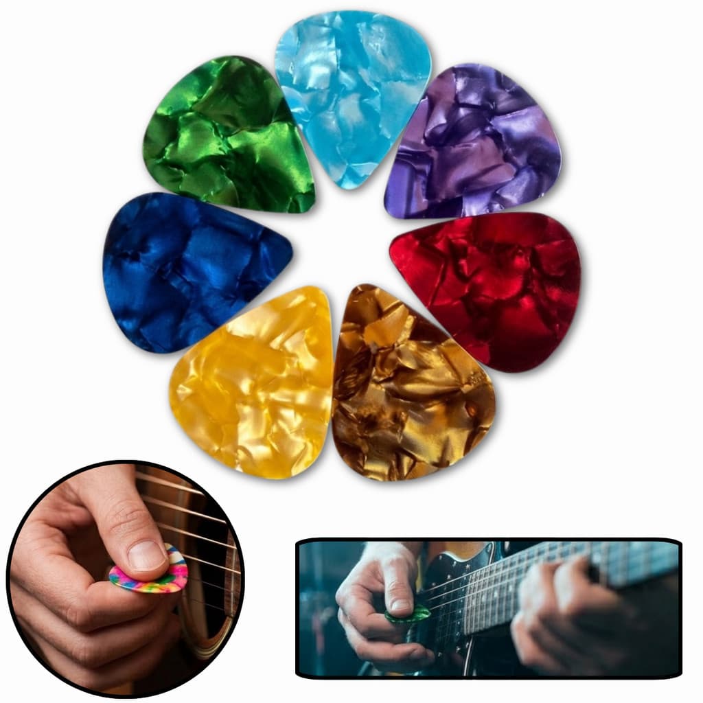 Kit 5 Palhetas Celuloide para Guitarra Baixo Cavaco Ukulele