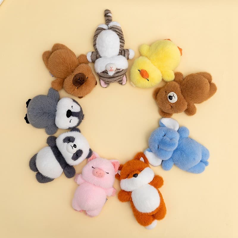 Bonito deitado Animal plano porco pato amarelo brinquedo de pelúcia capivara acompanhando boneca pinguim elefante Panda