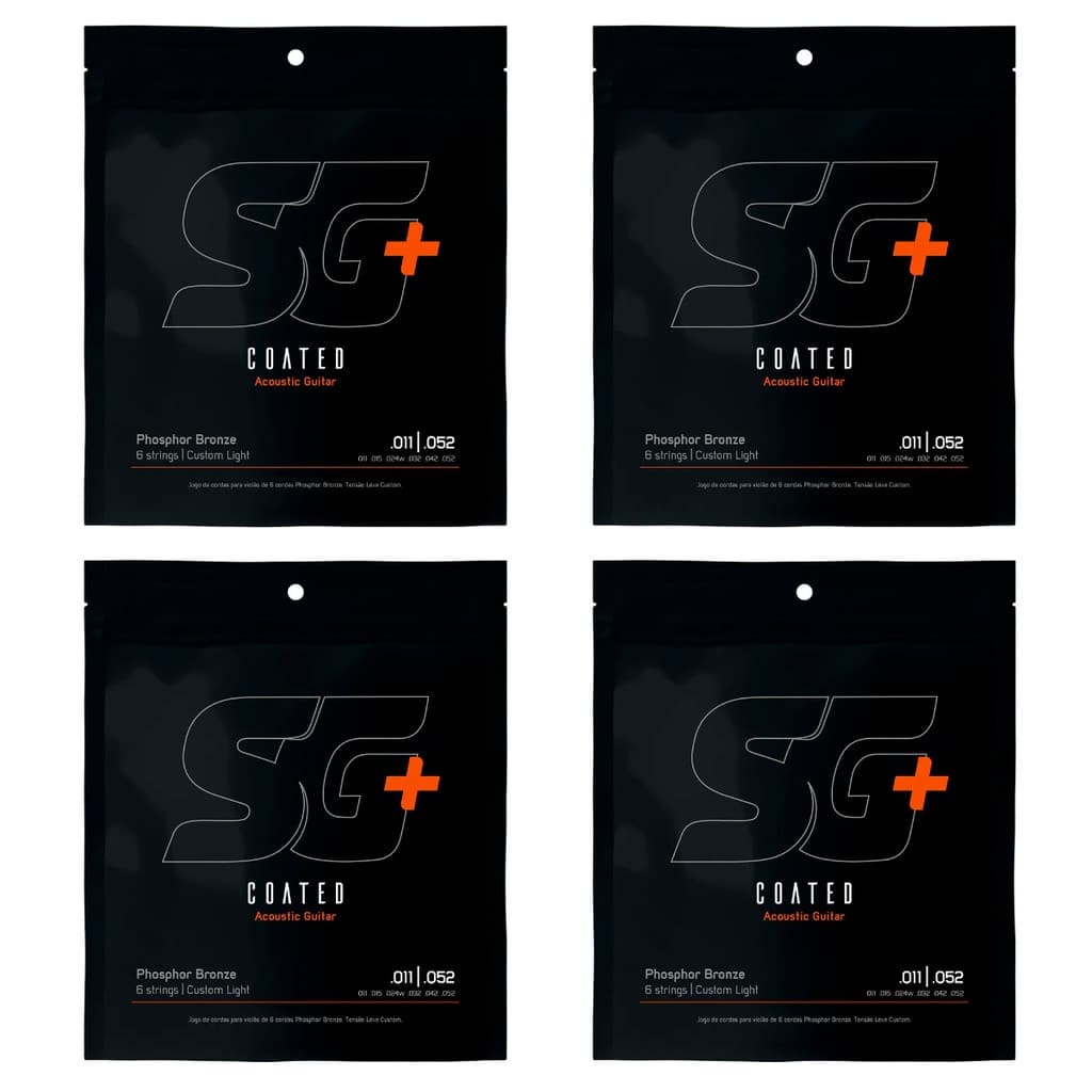 Kit 4 Encordoamento P/Violão Fósforo Bronze 011 SG