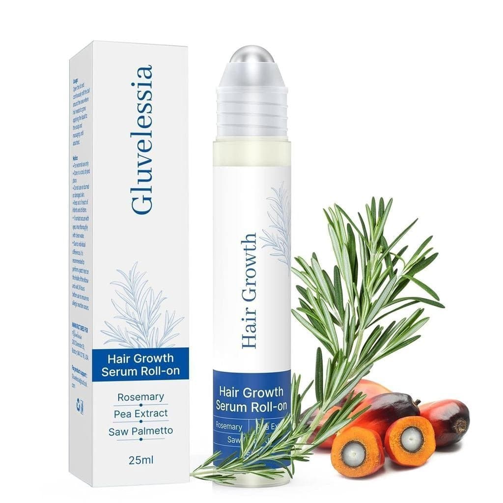 Sérum para Crescimento Capilar com Alecrim Roll-On 25ml com Extrato de Saw Palmetto, Alecrim e Ervilha, Ajuda a Aumentar