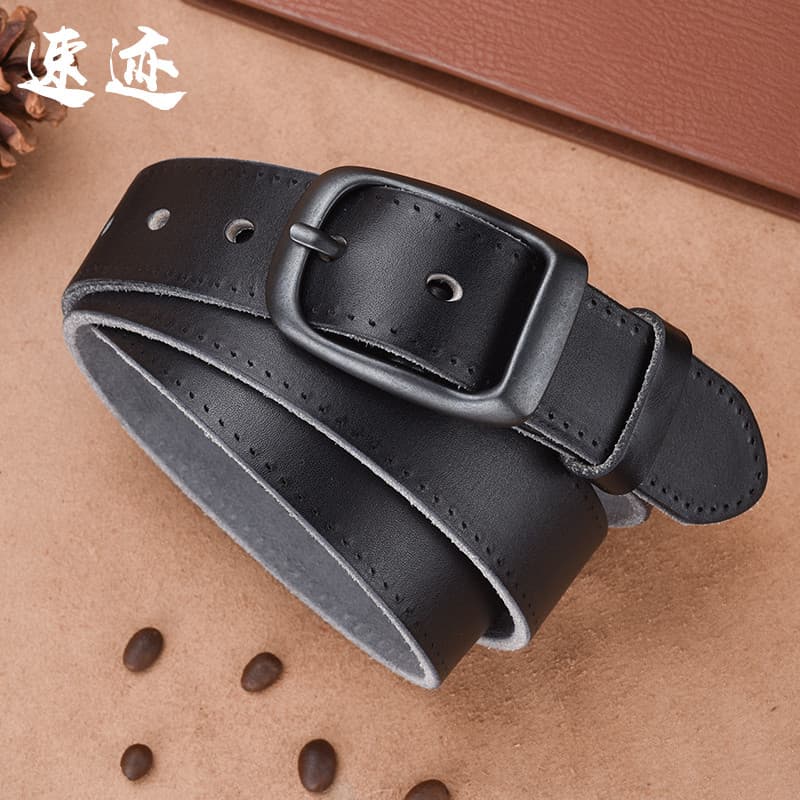 Cinto masculino na moda primeira camada de couro pino fivela cinto simples Casual cinto de couro Retro feminino cinto ma