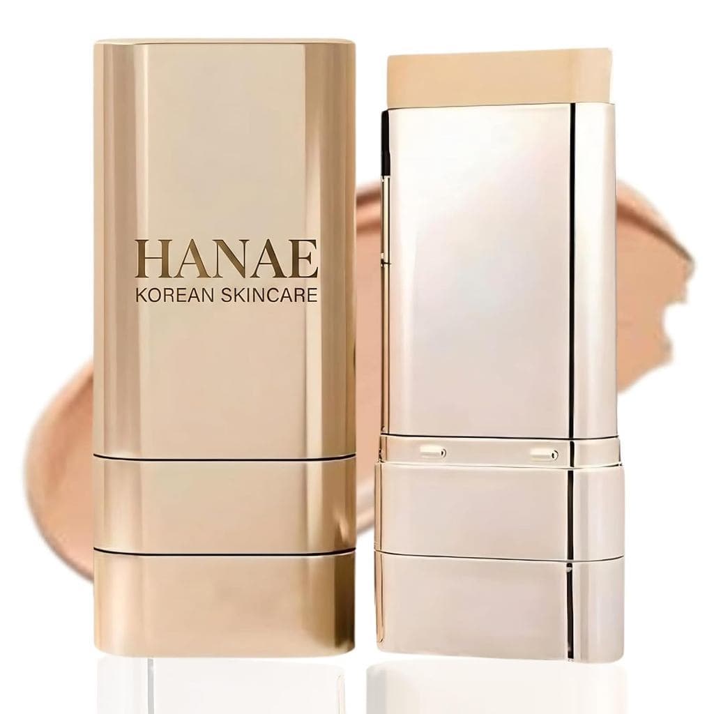 HanaeKorea foundation stick, uma base de maquiagem coreana de dupla ponta com pincel, ilumina e tem longa duração, adequ