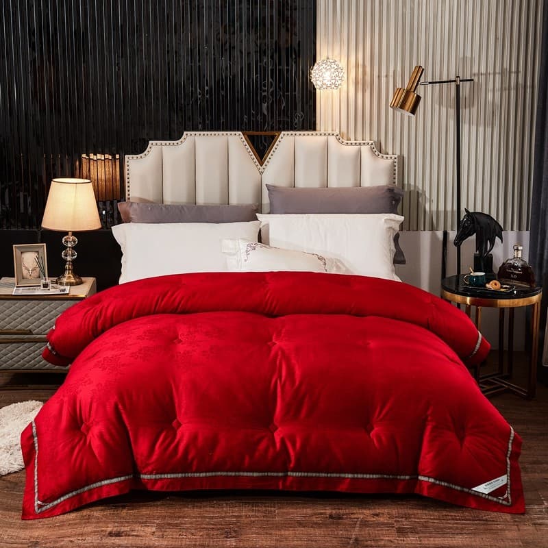 Todo o algodão cetim Jacquard colcha de casamento núcleo grande vermelho colcha de casamento outono inverno colcha engro