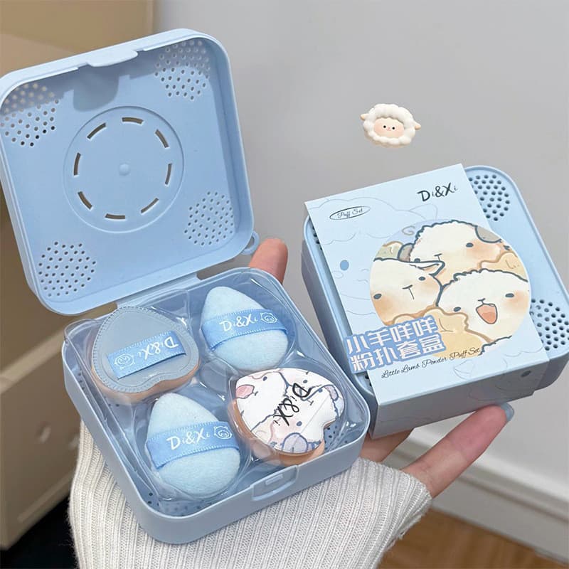 Cordeiro baa baa puff conjunto caixa Blush destaque corretivo Multi-Purpose bonito polegar puff caixa pequena caixa de a