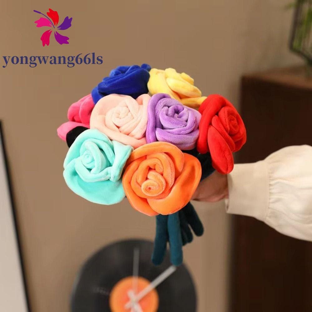 YONGWANG Simulação Flores Rosa Boneca De Pelúcia , Buquê De Rosas Macia De 28 Cm , Design Realista