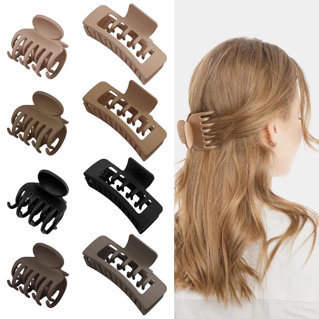 Pequenas presilhas de cabelo de duas fileiras para cabelos finos e curtos, 8 peças, presilhas de cabelo foscas e antider