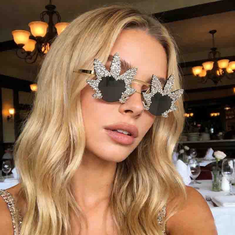 Com diamante óculos de sol feminino óculos engraçado feriado foto decoração óculos de sol feminino