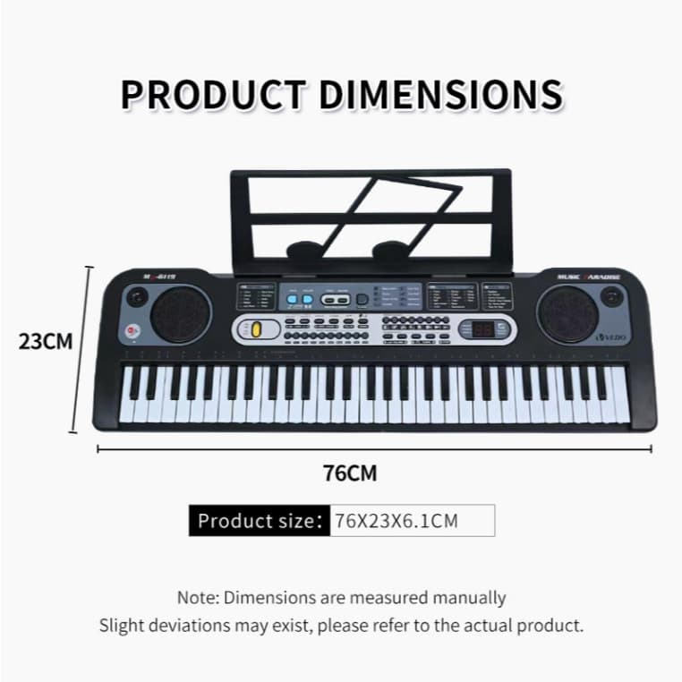 Piano de teclado com 61 teclas, piano digital com alto-falante e microfone integrados, teclado portátil para iniciantes,