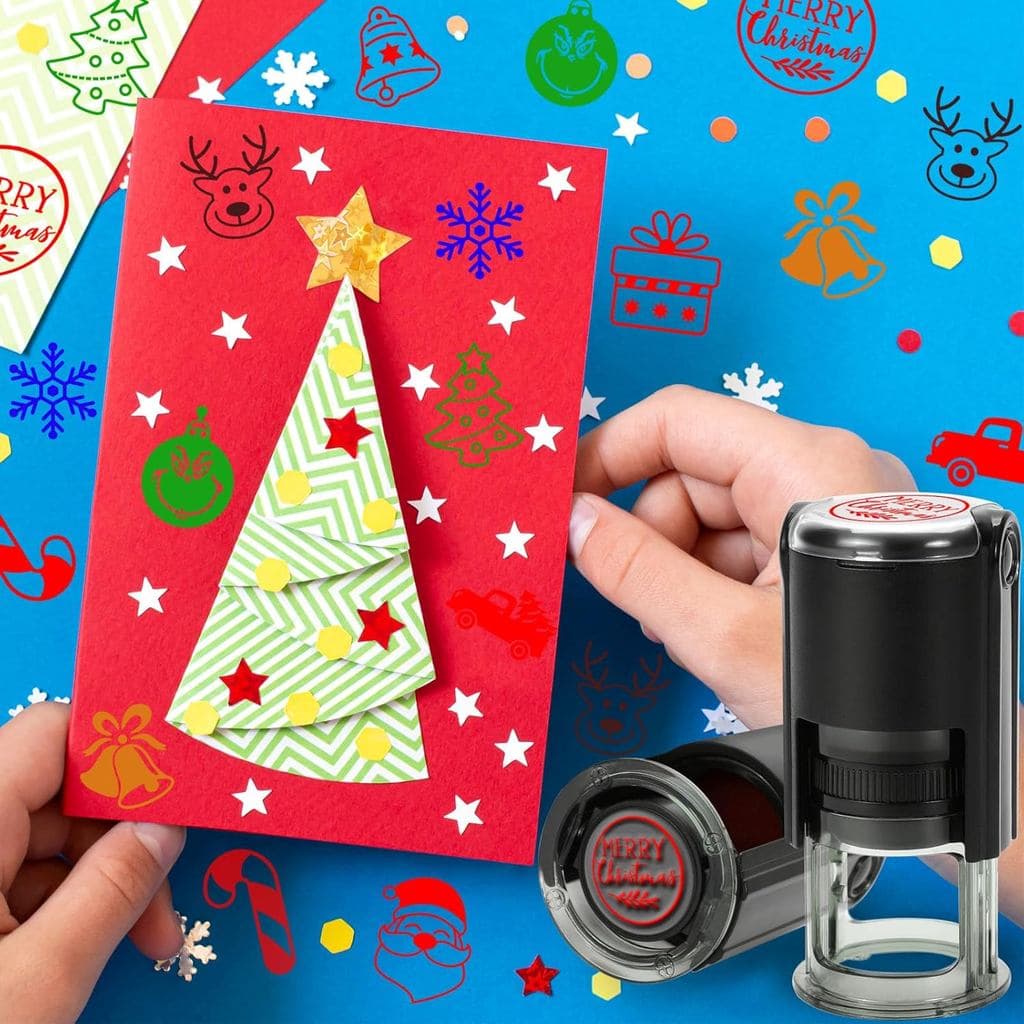Carimbos de Natal Autoentintados para Cartões Artesanais, Carimbos de Natal para Crianças, Carimbos para Professores par