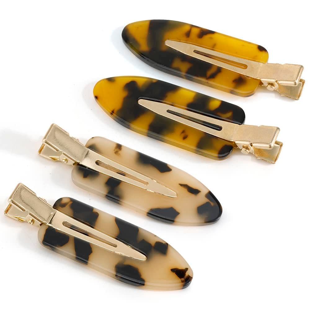 Presilhas de Cabelo Canitor No Bend - Presilhas Planas de Resina com Efeito Tartaruga para Penteados, Maquiagem e Salão