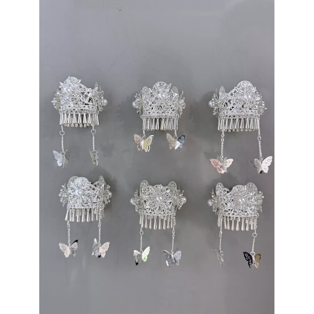 Ímãs de Geladeira de Joias de Prata Miao de Guizhou, Coroas Miao, Adereços para a Cabeça, Ornamentos, Pequenos Chapéus d