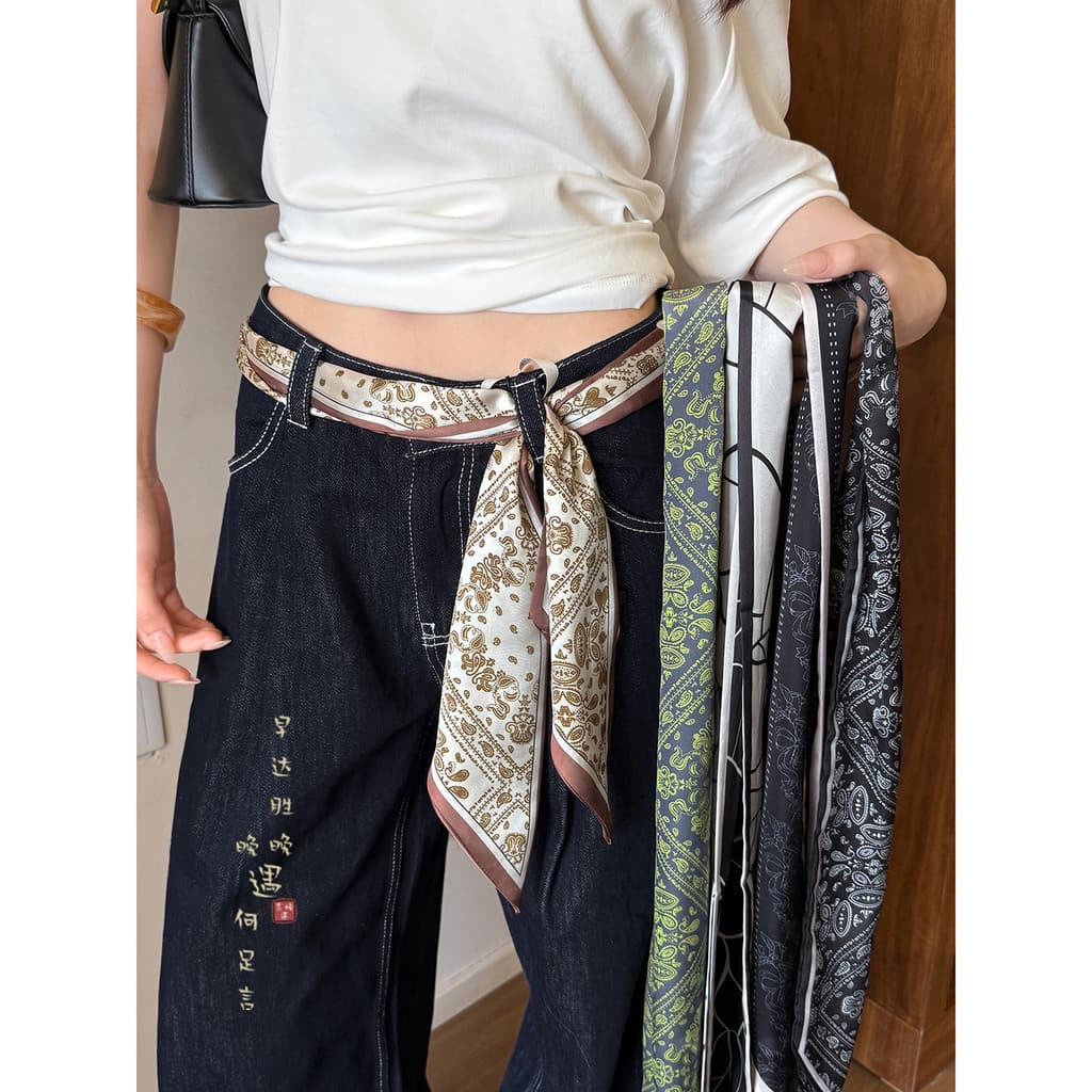 Presente Feminino: Cachecol Longo Xadrez Paisley de Poliéster Dupla Face, Faixa de Cabelo e Cinto de Pescoço para o Dia