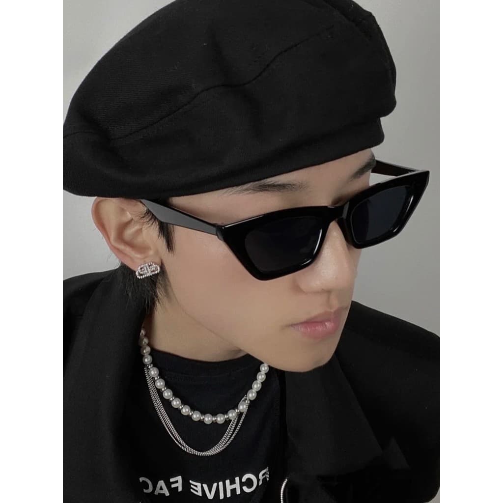 Moda masculina Retro olho de gato europeu americano único quadro preto exagerado frito rua quente menina óculos de sol d