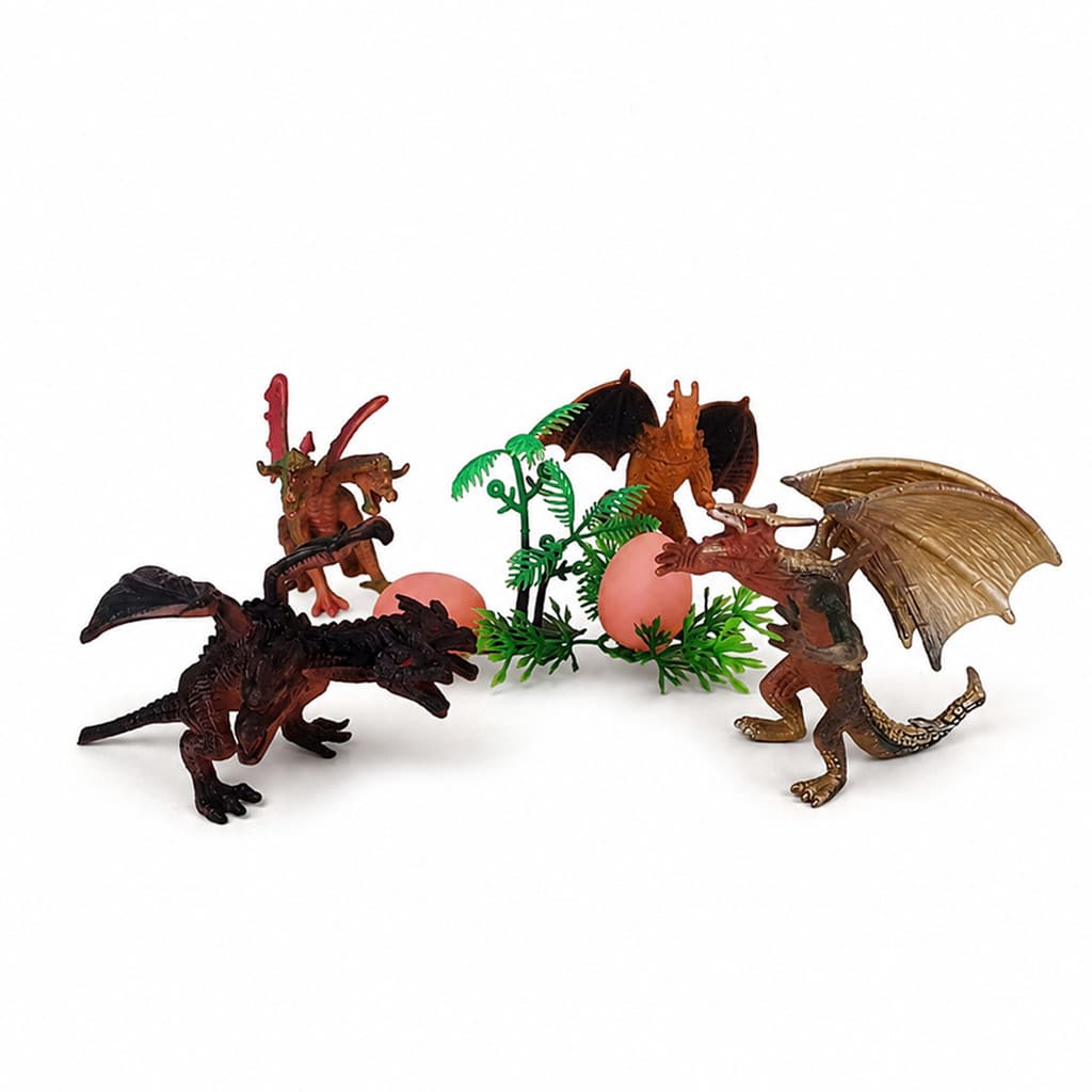 Conjunto de Brinquedos Dinosaur World Coleção de 4 Dragões com Objetos de Cenário