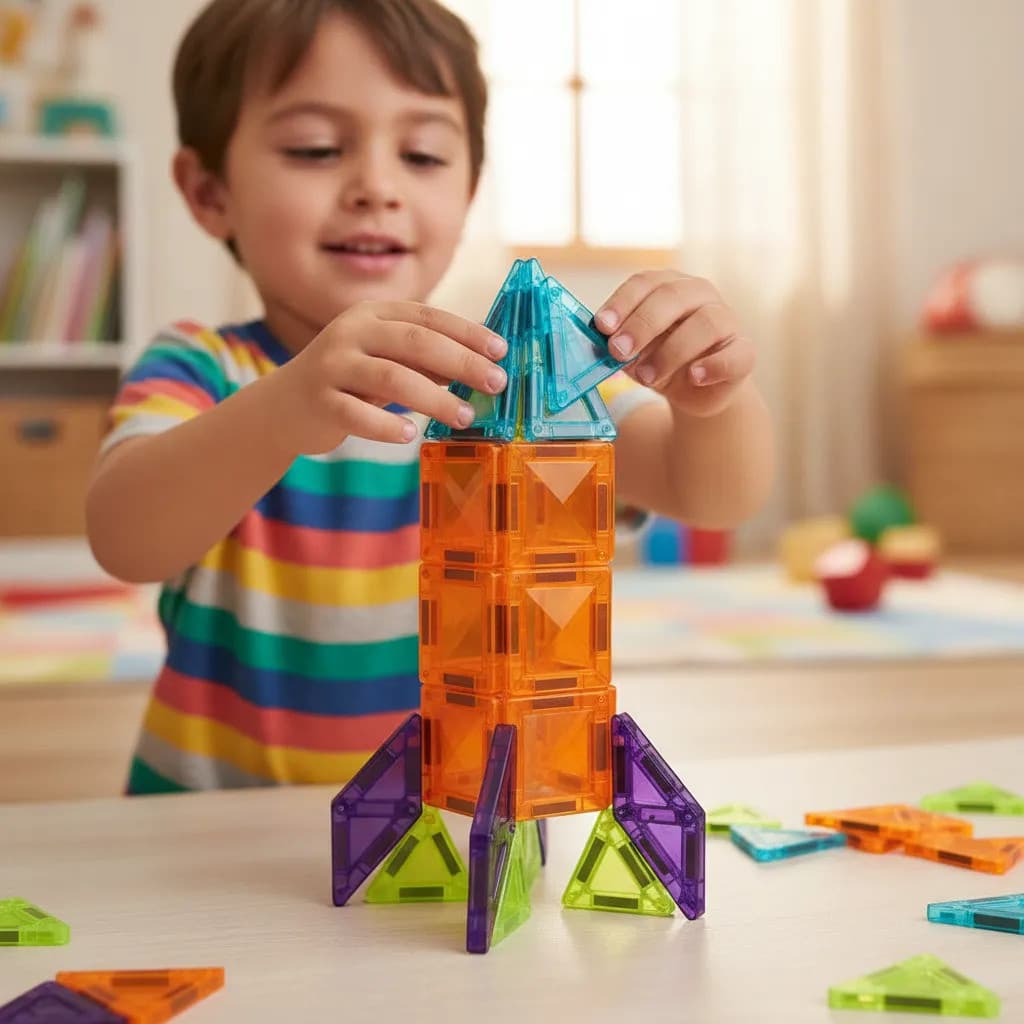 Blocos Magnéticos De Construção 26 Peças Infantil Educativo 26 Magnetico - Diversas cores