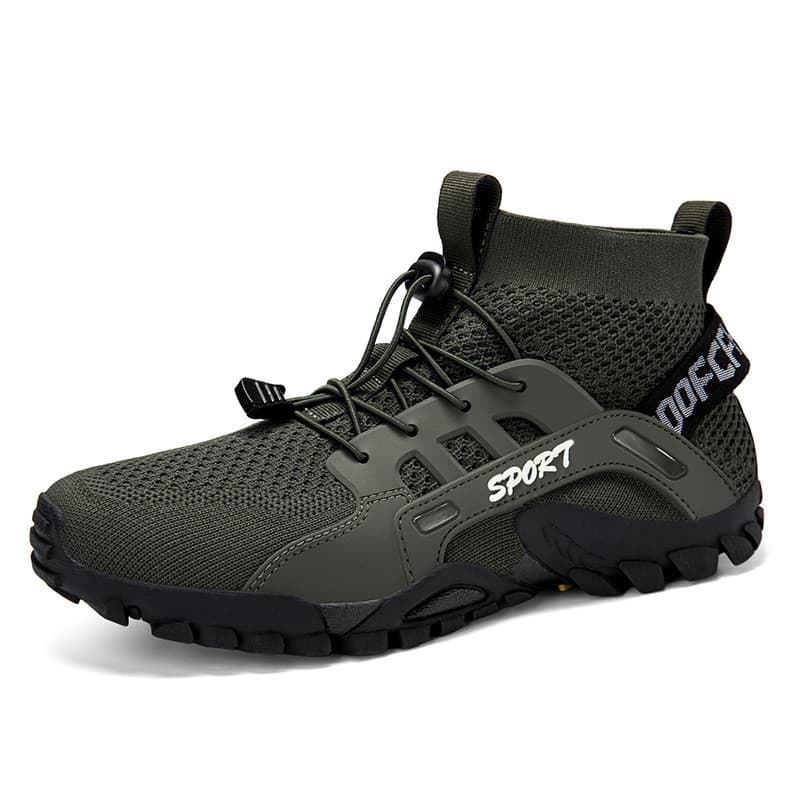 Calçados esportivos ao ar livre masculinos de sola grossa de tamanho grande, sapatos de caminhada antiderrapantes e resi