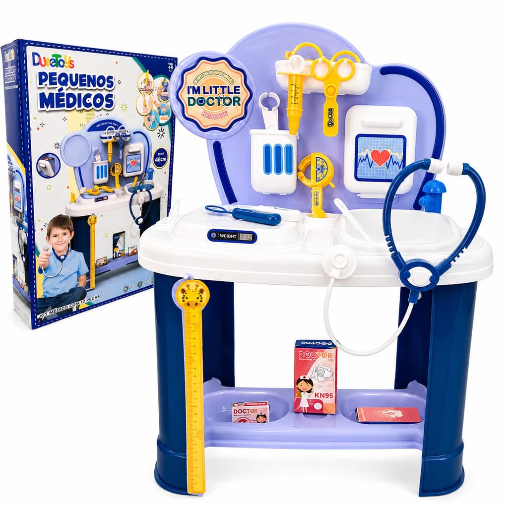 Kit Médico Infantil Completo 17 Peças Doutor Criança Educativo Faz de Conta Com Acessórios