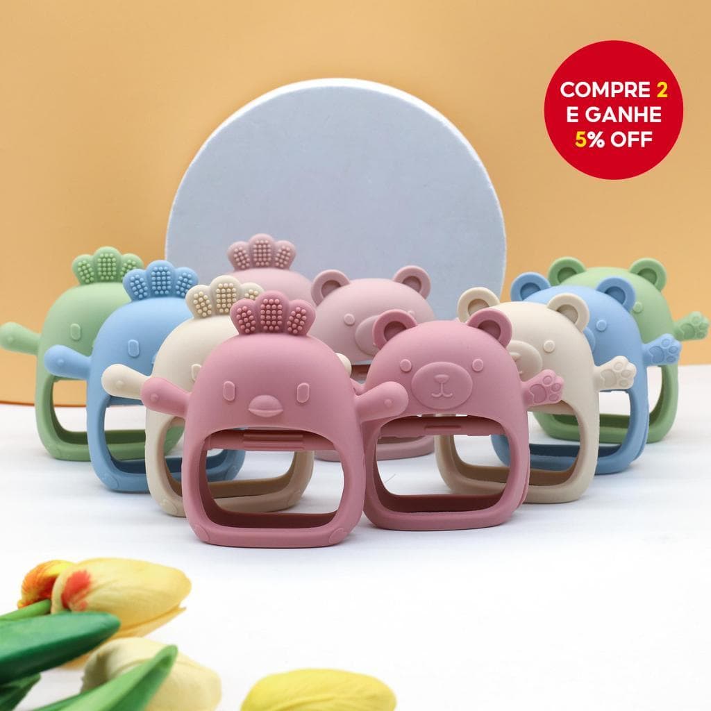 brinquedo para dentição de bebê adequado para bebês de 0 a 12 meses, silicone alimentar, mordedor de luva