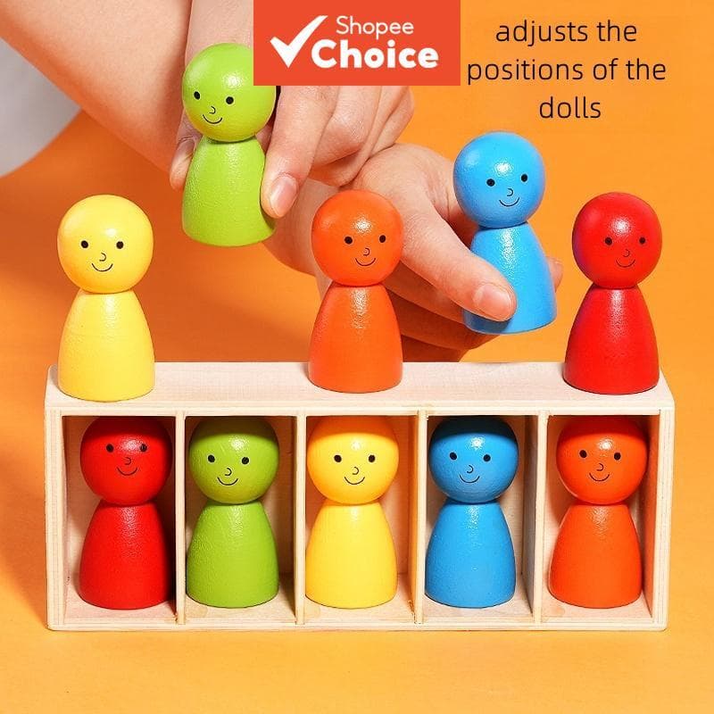 Jogo Lógico Montessori de Correspondência de Cores em Madeira | Quebra-Cabeça de Rosto Sorridente | Brinquedo de