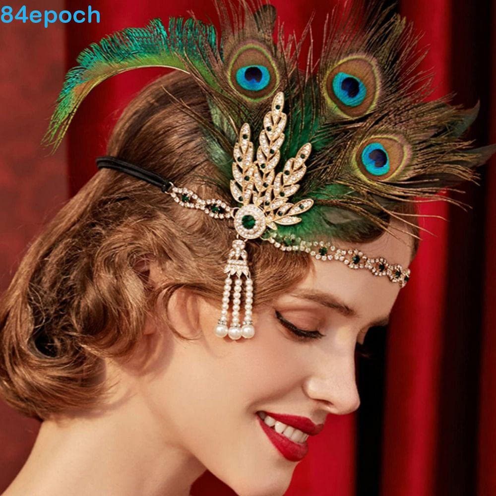 BREPOCH Tiara De Penas , Elegante Vestido Cosplay Dos Anos 1920 , Diamante Vintage Maquiagem Festa Cocar Feminino