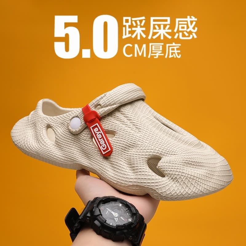 Buraco sapatos masculinos 2025 novo estilo verão exterior Wear Anti-deslizamento desodorante Toe-coberto chinelos mascul