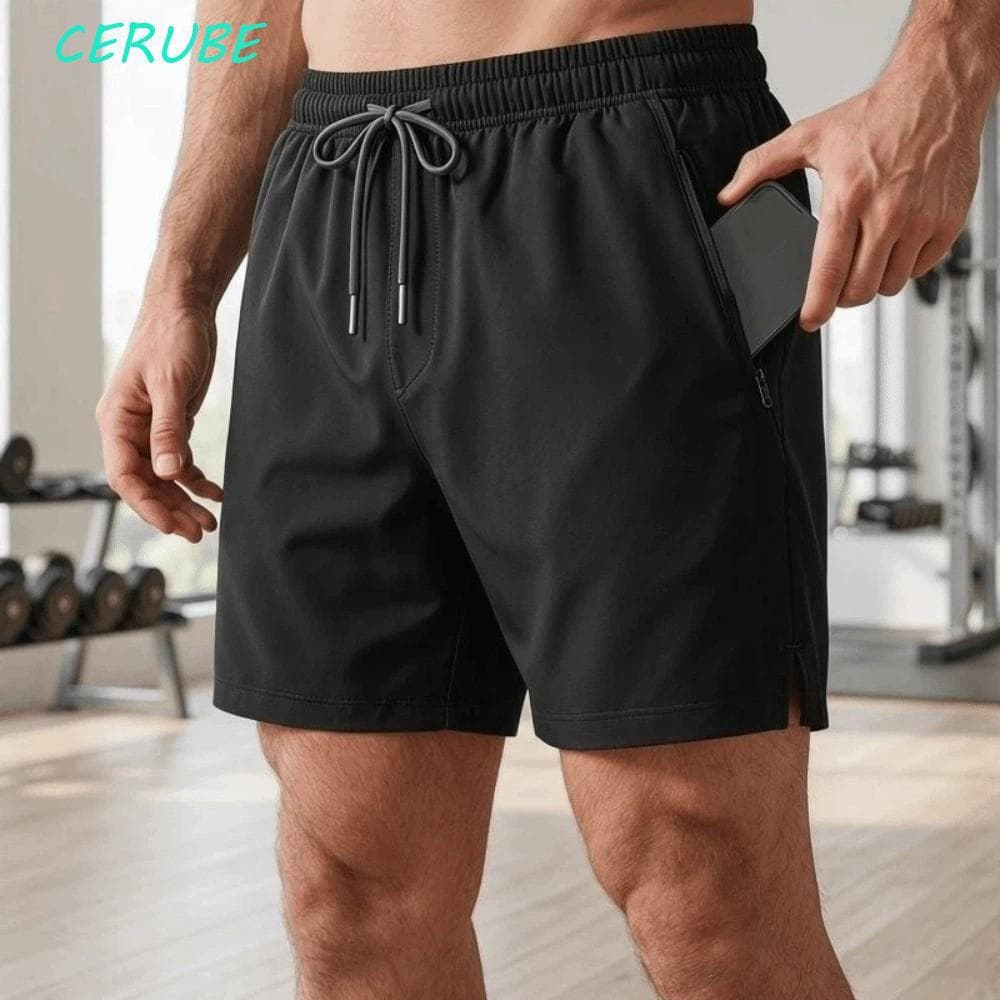 Shorts Esportivos CERUBE , Finos Respiráveis De Secagem Rápida , Calças Curtas Casuais De Seda Gelada Com Cordões E Cord