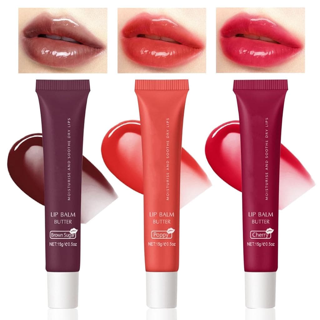 3 Peças de Bálsamo Labial Colorido, Brilho Labial Hidratante, Bálsamo Labial Hidratante de Longa Duração, Tintura Labial