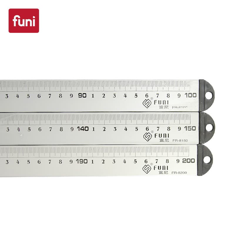 Régua de liga de alumínio para escritório Régua longa prateada branca Régua de 8 mm de espessura Gravação de fábrica Bac
