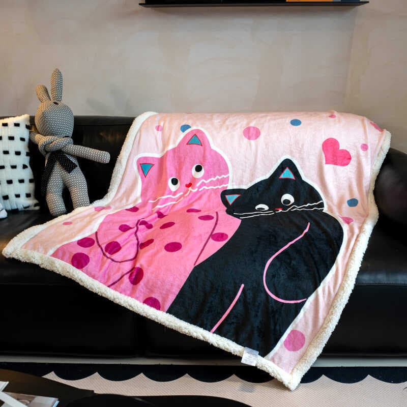 Flor rosto gato bonito ins estilo sofá cobertor confortável simples dos desenhos animados cordeiro velo leite velo cober