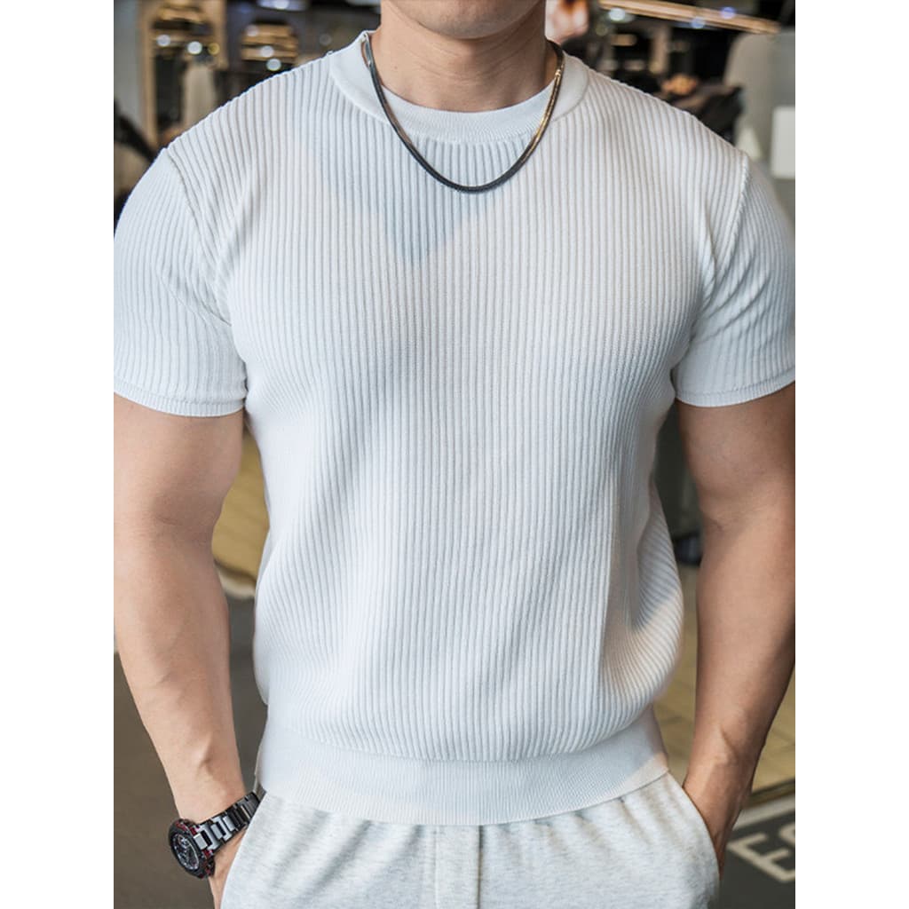 Americano Retro verão esportes Fitness respirável malha de manga curta camiseta masculina verão estiramento magro-