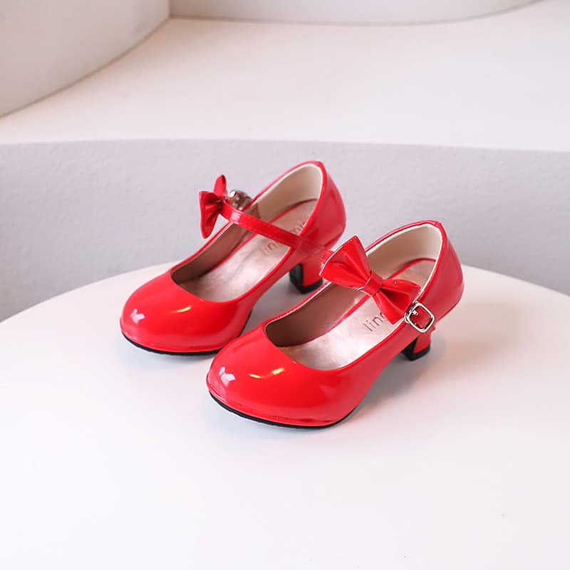 Comércio exterior meninas sapatos de salto alto princesa 2026 primavera outono estilo médio grande crianças vermelho est