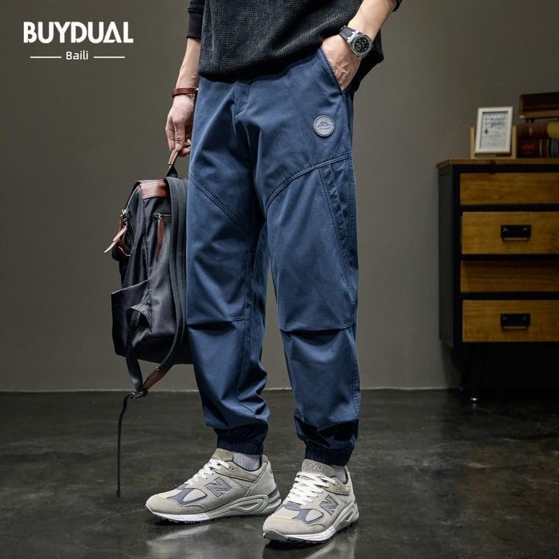 Japonês Retro calças casuais masculinas soltas Street Wear puro algodão costura calças esportivas primavera outono novo